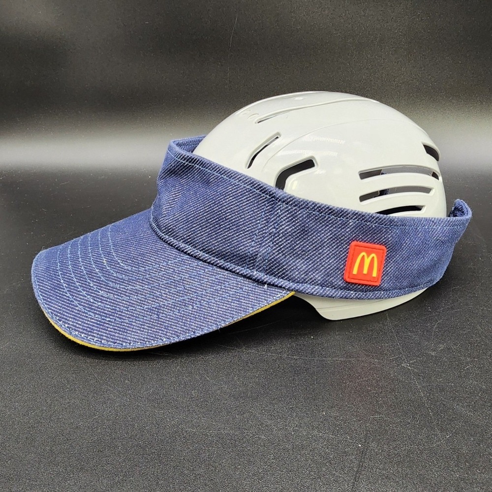 McDonalds Blue Denim Sun‎ Visor Hat Snapback Workwear Uniform Kitsch Retro Logo